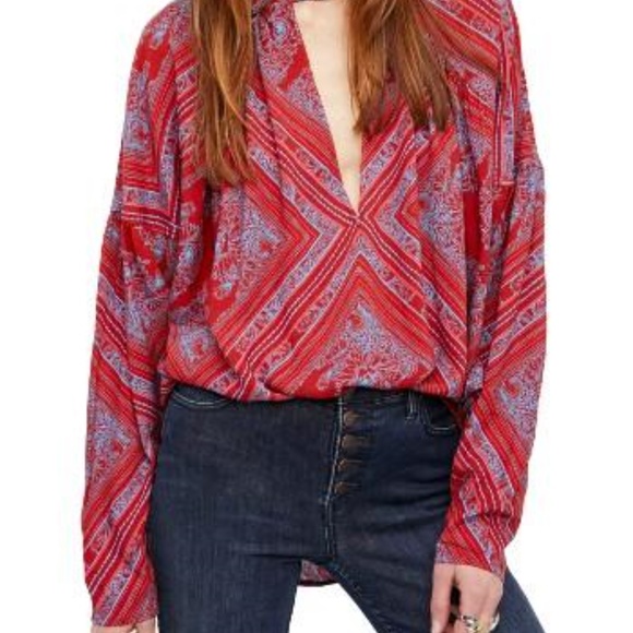 Free People Walking on a Dream Tunic-RED-X-Small - Picture 3 of 7